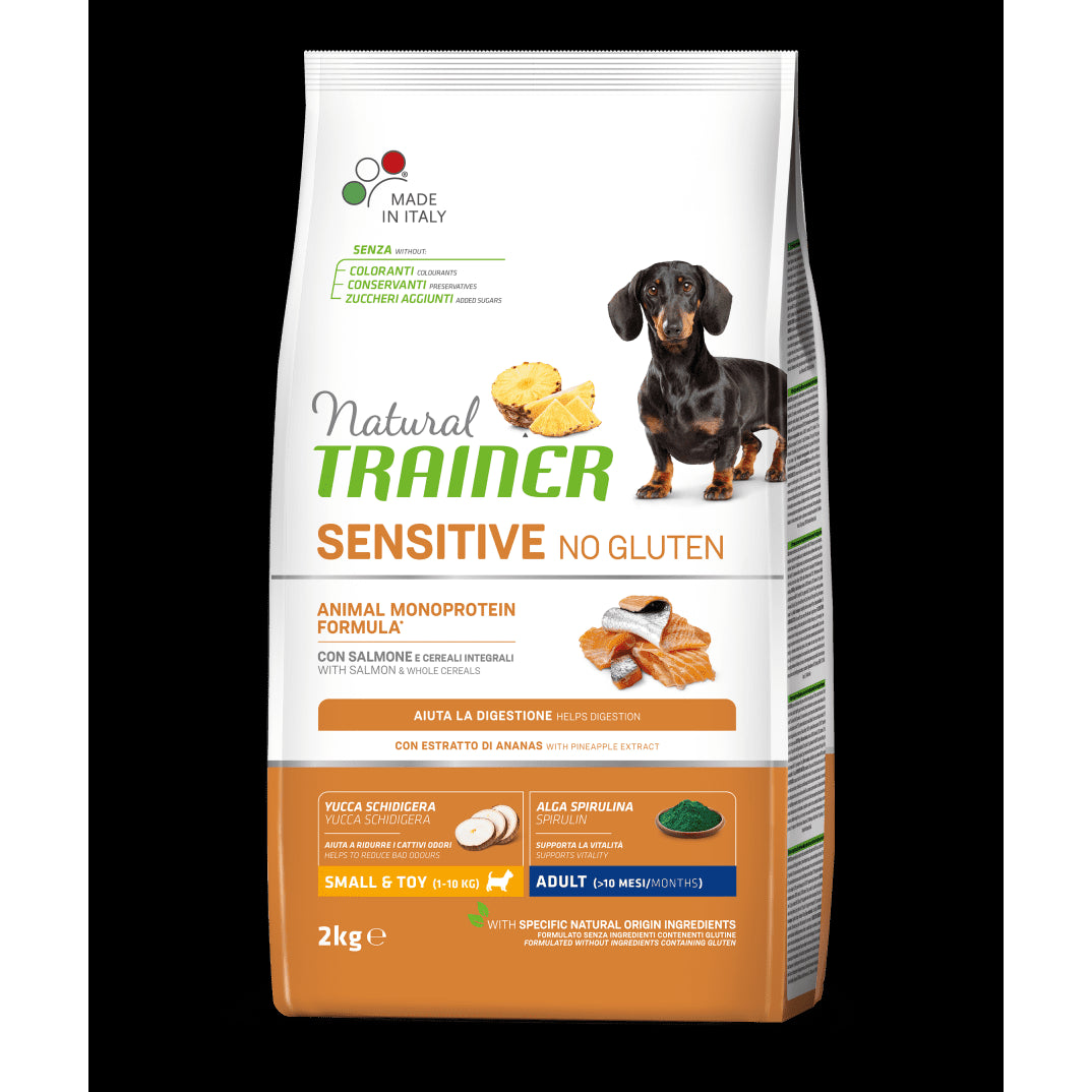 Natural Trainer Sensitive Dog No Gluten Adult Mini con Salmone 800gr Natural Trainer Sensitive Dog No Gluten Adult Mini con Salmone 800gr